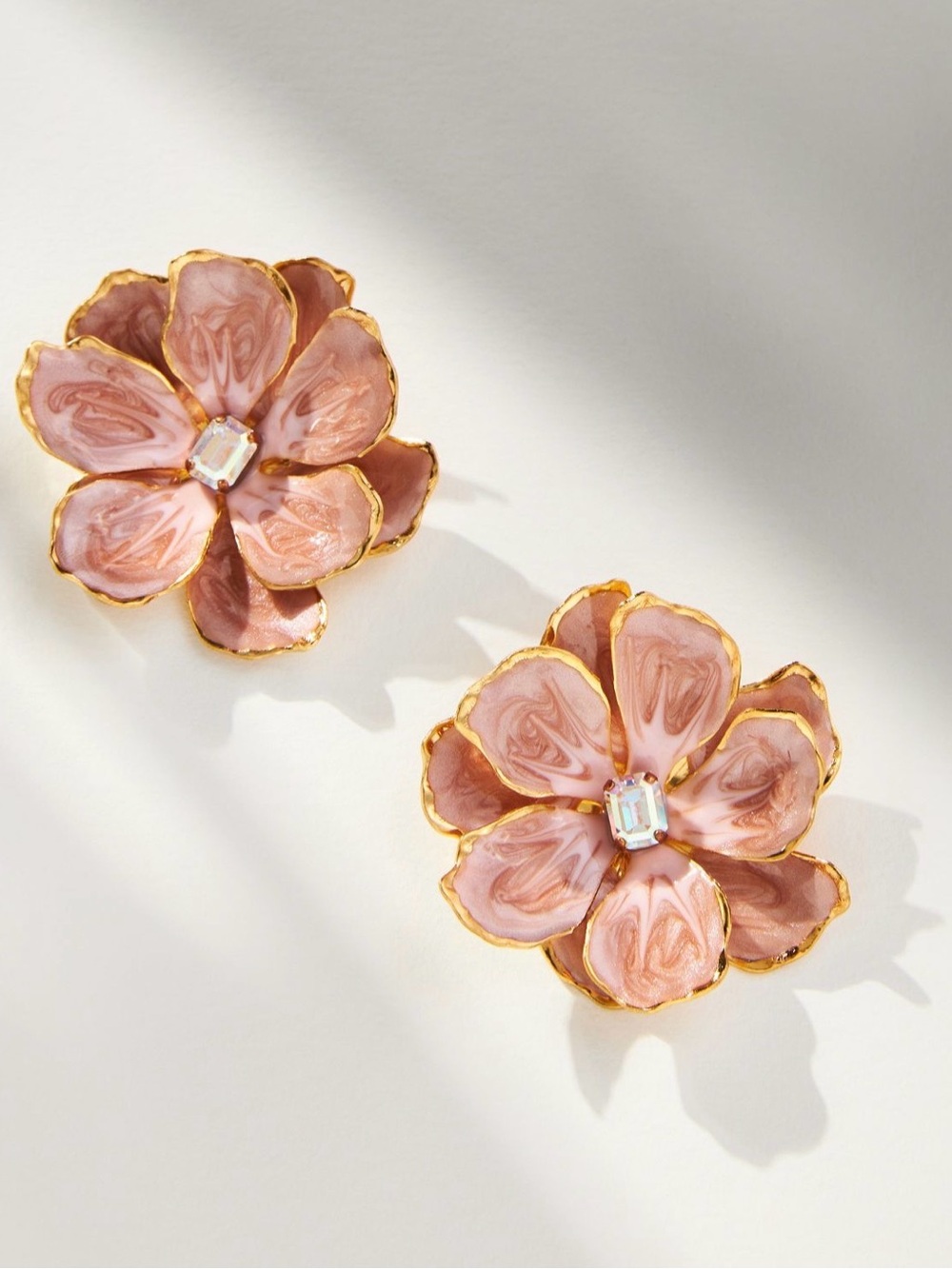 Anthropologie The Pink Reef Hand Painted Earrings
